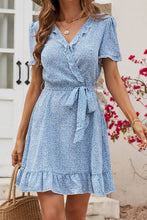 Load image into Gallery viewer, Leopard Print Tie Belt Puff Sleeve Dress