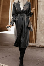 Load image into Gallery viewer, Lapel Collar Tie Waist Long Sleeve Trench Coat
