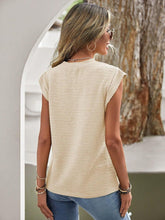 Load image into Gallery viewer, Textured Round Neck Cap Sleeve Blouse