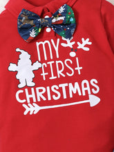 Load image into Gallery viewer, Baby Printed Bow Front Collared Neck Bodysuit and Pants Set