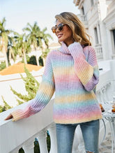 Load image into Gallery viewer, Contrast Turtleneck Dropped Shoulder Sweater