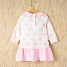 Load image into Gallery viewer, Baby Girl Heart Print Ruffle Hem Dress