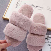 Load image into Gallery viewer, Faux Fur Double Strap Slippers
