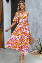 Load image into Gallery viewer, Printed One-Shoulder Tie Belt Maxi Dress