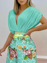 Load image into Gallery viewer, Printed Surplice Top and Wide Leg Pants Set