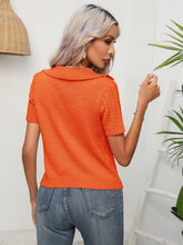 Load image into Gallery viewer, Cable-Knit Johnny Collar Short Sleeve Knit Top