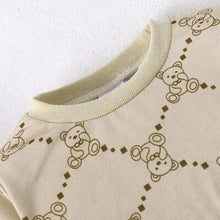 Load image into Gallery viewer, Bear Print Round Neck Top and Elastic Waist Pants Set