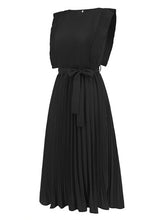 Load image into Gallery viewer, Tied Round Neck Pleated Midi Dress