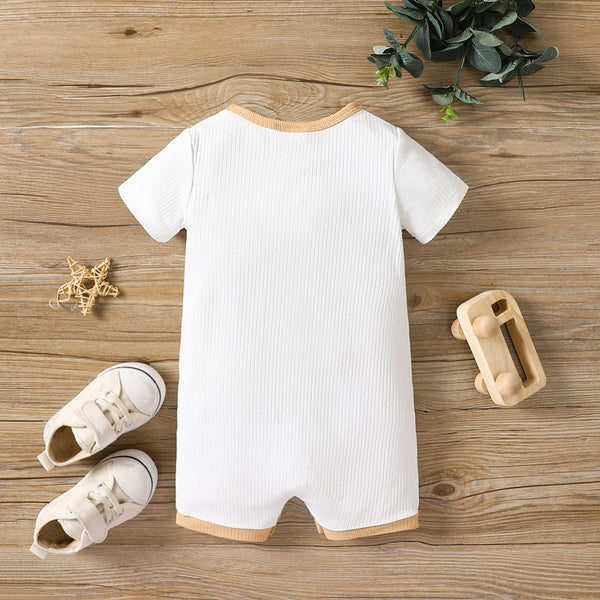 Baby Round Neck Buttoned Short Sleeve Jumpsuit