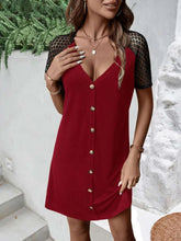 Load image into Gallery viewer, Buttoned V-Neck Raglan Sleeve Dress