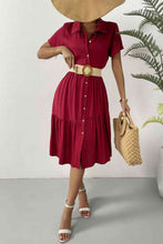 Load image into Gallery viewer, Short Sleeve Button Down Midi Dress