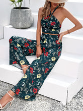 Load image into Gallery viewer, Floral Halter Neck Top and Wide Leg Pants Set