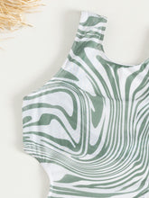 Load image into Gallery viewer, Abstract Print Tie Back Three-Piece Swim Set