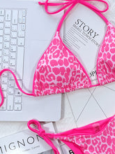 Load image into Gallery viewer, Leopard Print Halter Neck Tie Side Bikini Set