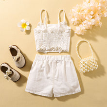 Load image into Gallery viewer, Girls Contrast Stitching Bow Detail Cami and Shorts Set