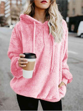 Load image into Gallery viewer, Quarter-Zip Drawstring Teddy Hoodie