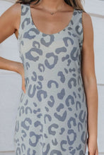 Load image into Gallery viewer, Leopard Sleeveless Slit Midi Dress