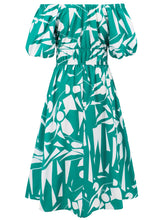 Load image into Gallery viewer, Printed Off-Shoulder Balloon Sleeve Dress