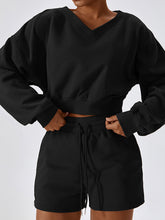 Load image into Gallery viewer, V-Neck Dropped Shoulder Sports Sweatshirt
