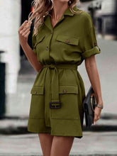 Load image into Gallery viewer, Tie Waist Collared Dress