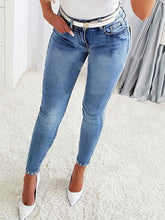 Load image into Gallery viewer, Rhinestone Detail Buttoned Jeans with Pockets