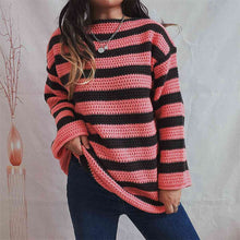 Load image into Gallery viewer, Striped Round Neck Long Sleeve Sweater