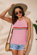 Load image into Gallery viewer, Rainbow Stripe Halter Neck Knit Tank