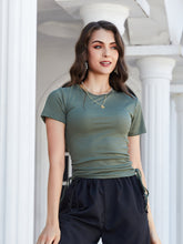 Load image into Gallery viewer, Round Neck Short Sleeve Side Drawstring Tee