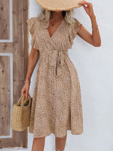 Load image into Gallery viewer, Printed Tie Waist Surplice Neck Dress