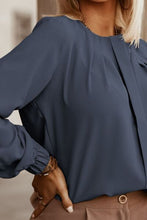 Load image into Gallery viewer, Button Up Round Neck Long Sleeve Shirt