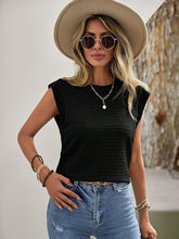 Load image into Gallery viewer, Textured Round Neck Cap Sleeve Blouse
