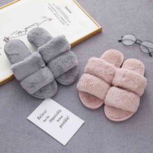 Load image into Gallery viewer, Faux Fur Double Strap Slippers