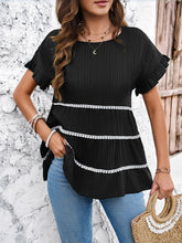 Load image into Gallery viewer, Round Neck Flounce Sleeve Blouse