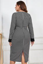 Load image into Gallery viewer, Plus Size Houndstooth V-Neck Midi Dress