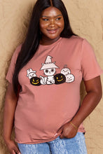 Load image into Gallery viewer, Simply Love Full Size Cat &amp; Pumpkin Graphic Cotton T-Shirt