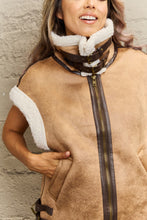 Load image into Gallery viewer, Collared Zip-Up Suede Sherpa Vest