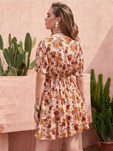 Load image into Gallery viewer, Floral V-Neck Flounce Sleeve Ruffle Hem Dress