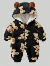 Load image into Gallery viewer, Baby Bear Zip Up Long Sleeve Hooded Jumpsuit