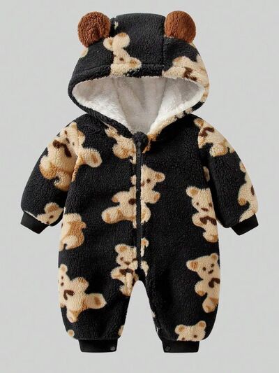 Baby Bear Zip Up Long Sleeve Hooded Jumpsuit