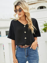 Load image into Gallery viewer, V-Neck Dropped Shoulder Shirt