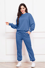 Load image into Gallery viewer, Round Neck Long Sleeve Sweatshirt and Pants Set