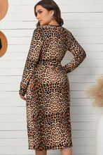 Load image into Gallery viewer, Plus Size Leopard Belted Surplice Wrap Dress