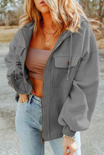 Load image into Gallery viewer, Zip-Up Drawstring Hooded Jacket