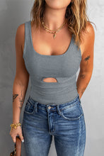 Load image into Gallery viewer, Heathered Cutout Scoop Neck Tank