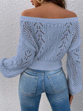 Load image into Gallery viewer, Openwork Off-Shoulder Long Sleeve Sweater