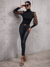 Load image into Gallery viewer, Buttoned Lantern Sleeve Turtle Neck Blouse