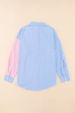 Load image into Gallery viewer, Striped Two-Tone Long Sleeve Shirt with Pocket