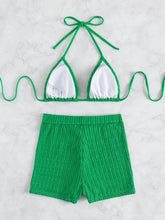 Load image into Gallery viewer, Eyelet Halter Neck Bra and Bottom Swim Set