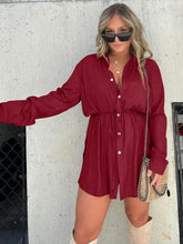 Load image into Gallery viewer, Button Up Long Sleeve Slit Shirt and Shorts Set