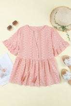 Load image into Gallery viewer, Embroidered Tassel Flounce Sleeve Babydoll Blouse